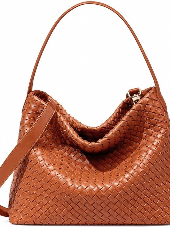Handbags - Women's Braided Suede Tote Bag Stylish Suede Hobo Shoulder Bag with Woven Detail